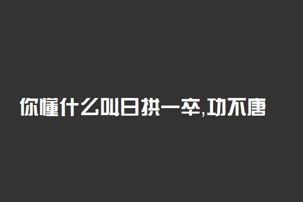 你懂什么叫日拱一卒，功不唐捐吗？