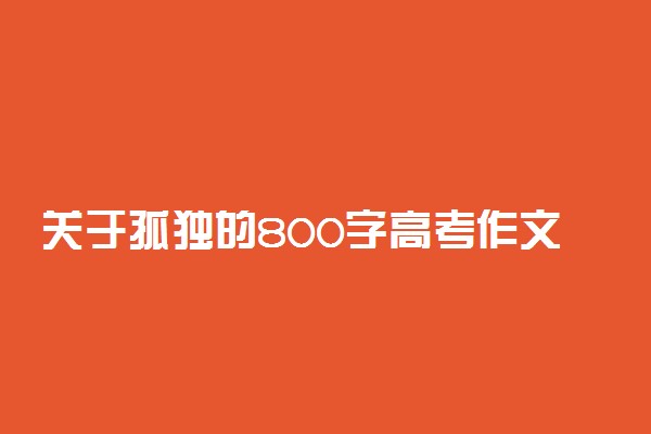 关于孤独的800字高考作文：一个人的舞台