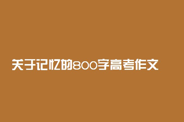 关于记忆的800字高考作文：那些记忆，那些美好