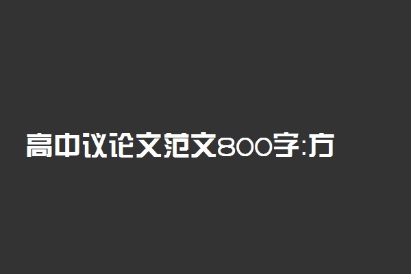 高中议论文范文800字：方法