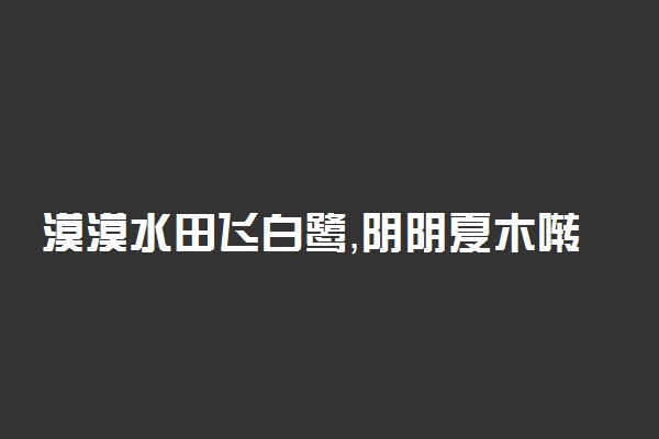漠漠水田飞白鹭，阴阴夏木啭黄鹂。全诗翻译赏析及作者出处