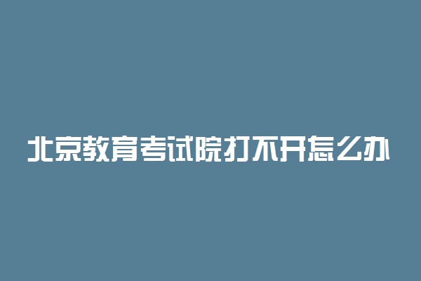 北京教育考试院打不开怎么办