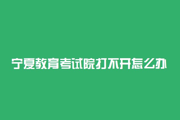 宁夏教育考试院打不开怎么办