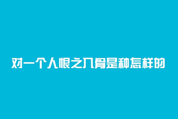 对一个人恨之入骨是种怎样的体验