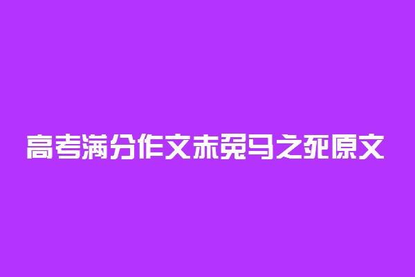 高考满分作文赤兔马之死原文及点评