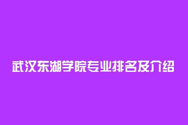 武汉东湖学院专业排名及介绍 哪些专业最好