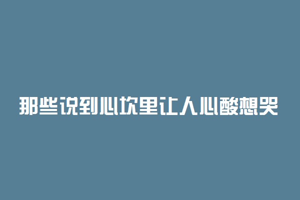 那些说到心坎里让人心酸想哭的句子