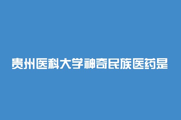 贵州医科大学神奇民族医药是公办还是民办