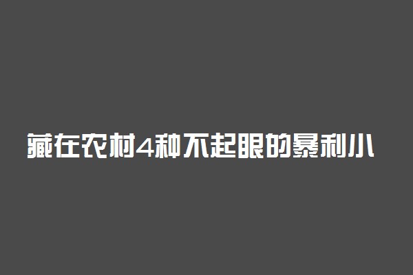 藏在农村4种不起眼的暴利小生意