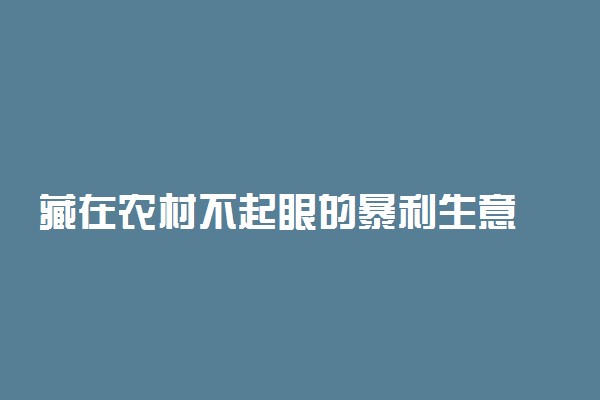 藏在农村不起眼的暴利生意 农村的商机有哪些