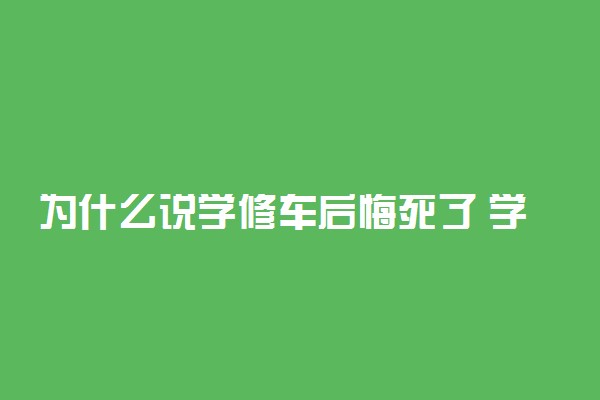 为什么说学修车后悔死了 学修车有出息吗