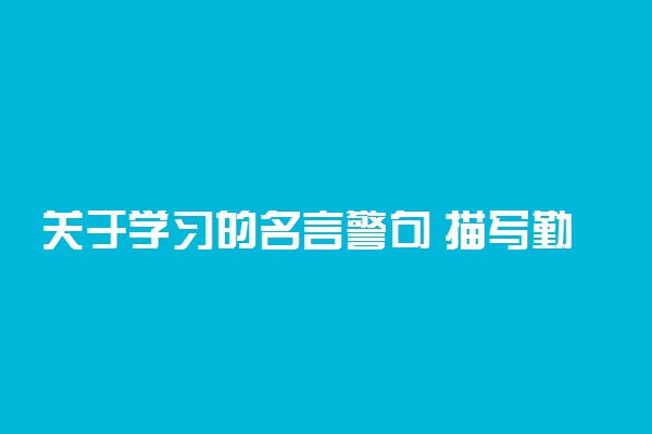 关于学习的名言警句 描写勤奋学习的句子