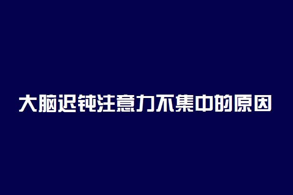 大脑迟钝注意力不集中的原因 该如何改善