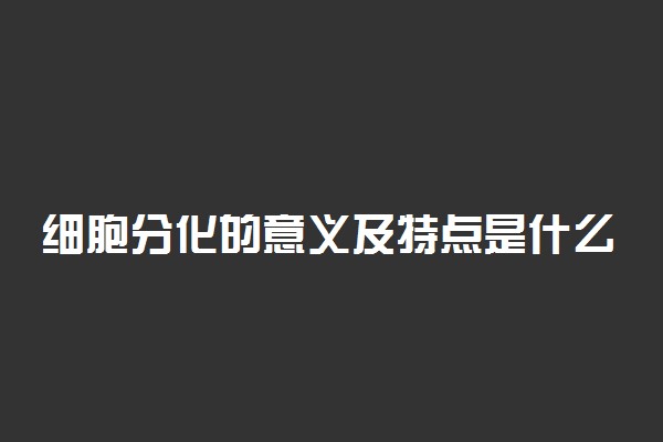 细胞分化的意义及特点是什么