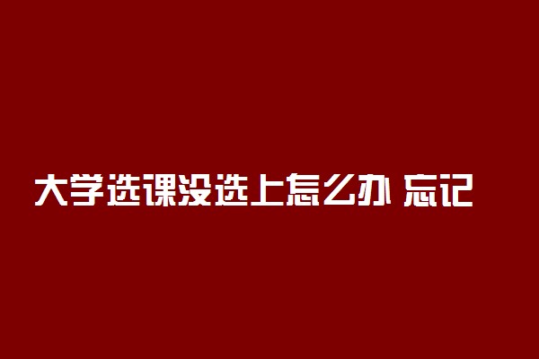 大学选课没选上怎么办 忘记选课有什么后果