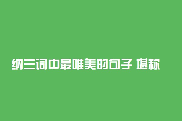 纳兰词中最唯美的句子 堪称千古绝句