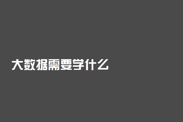 大数据需要学什么