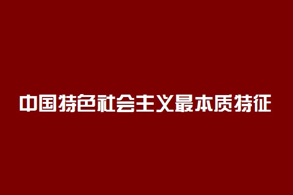 中国特色社会主义最本质特征