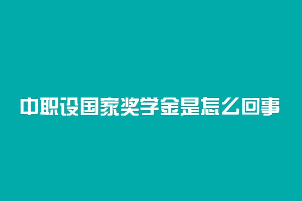 中职设国家奖学金是怎么回事 原因是什么