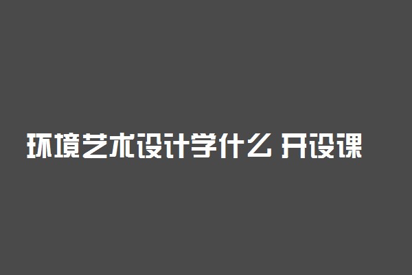 环境艺术设计学什么 开设课程有哪些