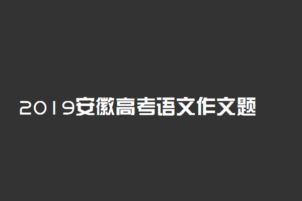 2019安徽高考语文作文题目及点评