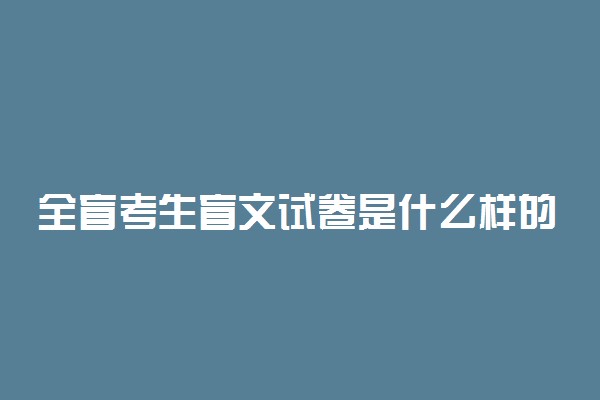 全盲考生盲文试卷是什么样的 有哪些照顾政策