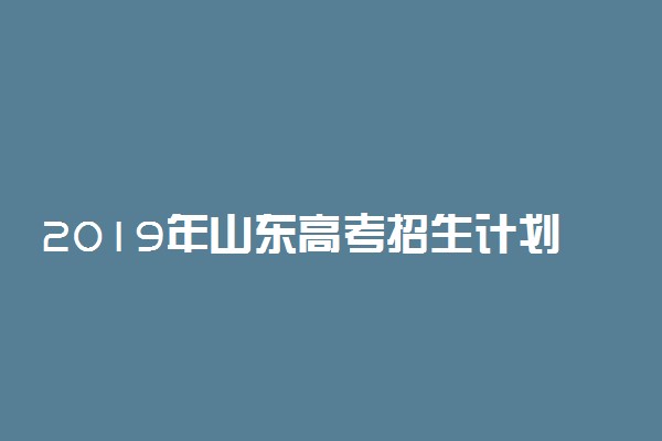 2019年山东高考招生计划公布