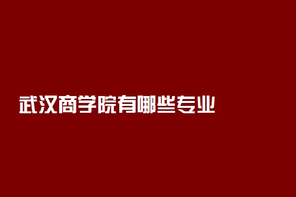 武汉商学院有哪些专业