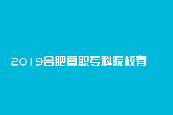 2019合肥高职专科院校有哪些[公办，民办]
