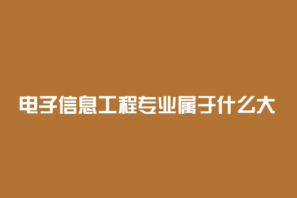 电子信息工程专业属于什么大类