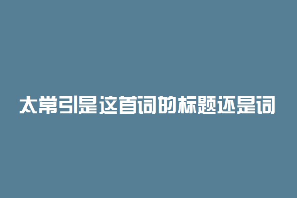 太常引是这首词的标题还是词牌