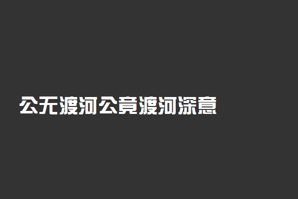 公无渡河公竟渡河深意