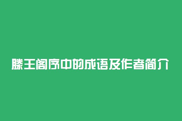 滕王阁序中的成语及作者简介