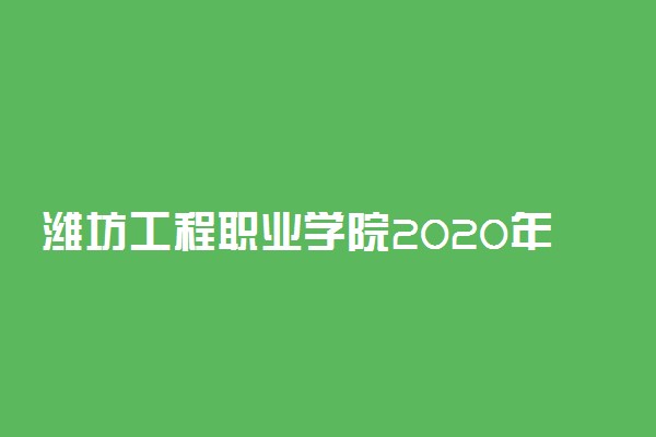 潍坊工程职业学院2020年五年制大专招生专业