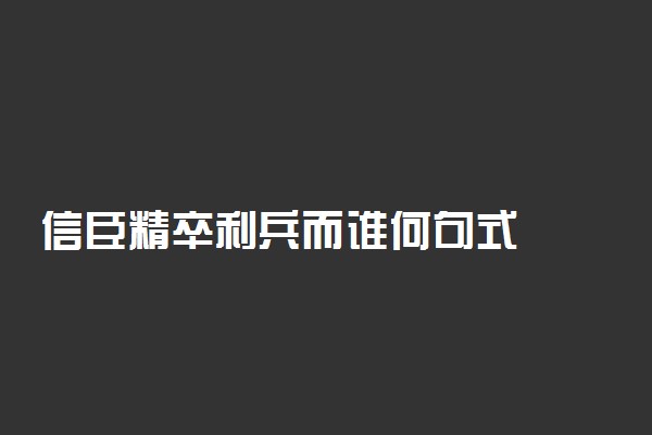 信臣精卒利兵而谁何句式