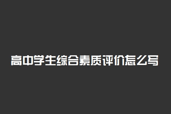 高中学生综合素质评价怎么写