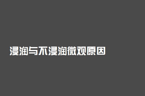 浸润与不浸润微观原因