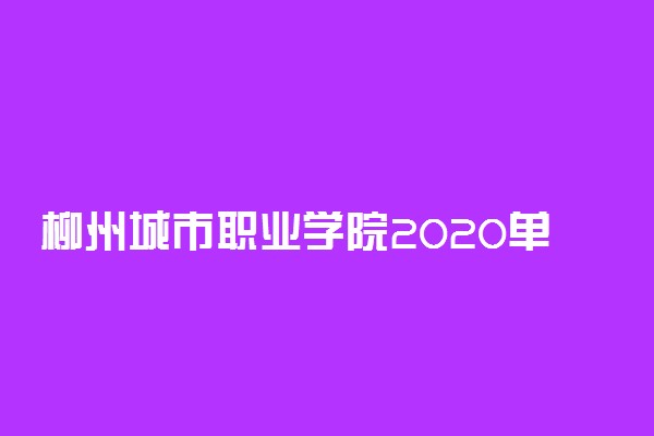 柳州城市职业学院2020单独考试招生简章