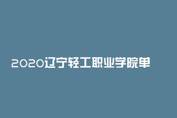2020辽宁轻工职业学院单独招生简章