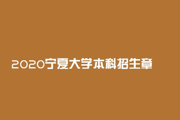 2020宁夏大学本科招生章程