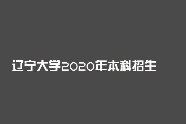 辽宁大学2020年本科招生专业及计划