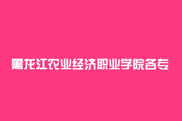 黑龙江农业经济职业学院各专业一年学费多少钱
