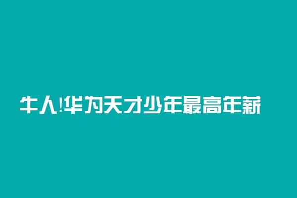 牛人！华为天才少年最高年薪201万元