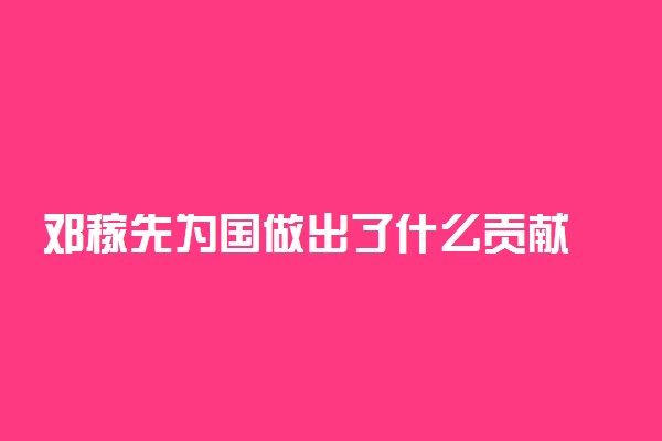 邓稼先为国做出了什么贡献