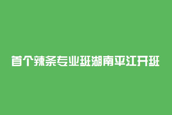 首个辣条专业班湖南平江开班 具体情况是什么