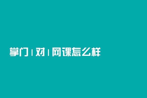 掌门1对1网课怎么样