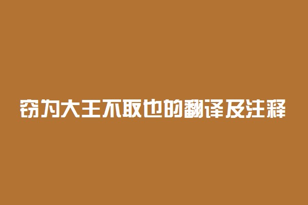 窃为大王不取也的翻译及注释