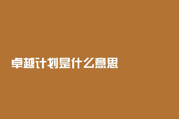 卓越计划是什么意思