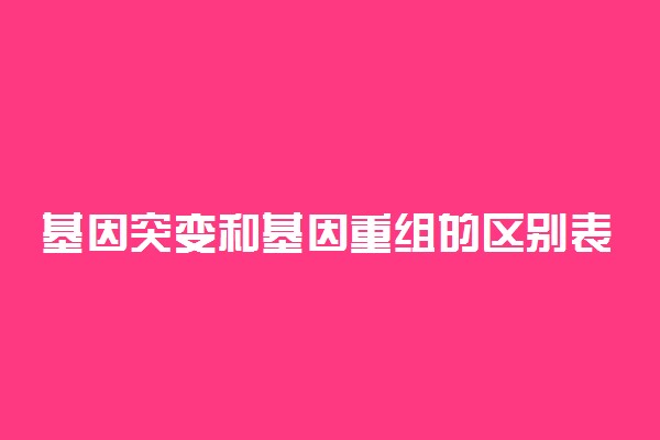 基因突变和基因重组的区别表格