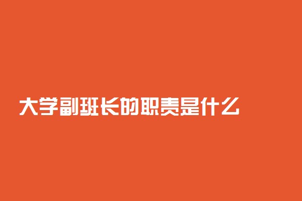 大学副班长的职责是什么